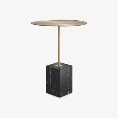Olivia's Eichholtz Cole Side Table in Brushed Brass Finish Black Marble