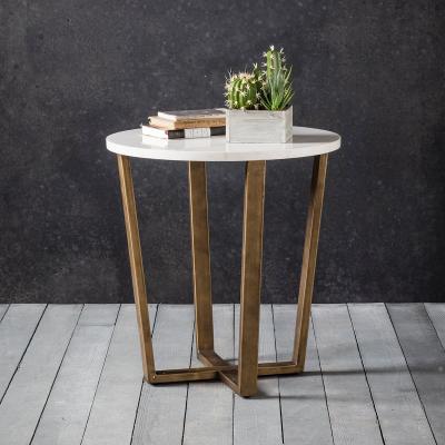 Olivia's Hudson Living Cleo Round Marble Side Table in Gold | Outlet