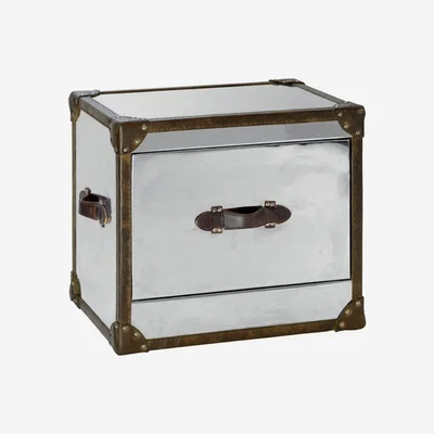 Olivia's Andrew Martin Howard Steel/Leather Side Table