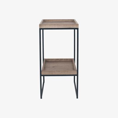 Olivia's Olivia's Candice Natural Wood Veneer and Black Metal Side Table