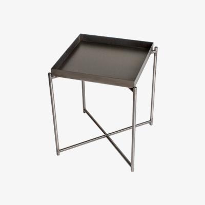 Olivia's Gillmore Iris Gun Metal Tray And Gun Metal Frame Square Side Table / Small