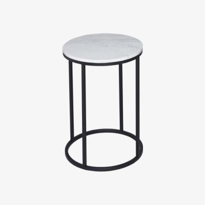 Olivia's Gillmore Kensal White Marble With Black Base Round Side Table