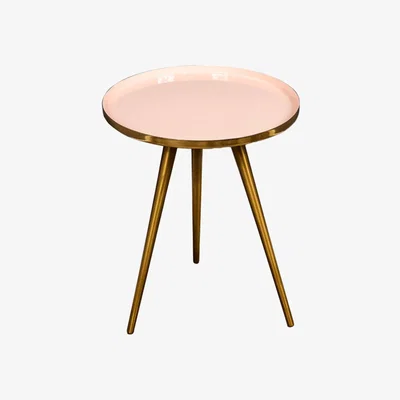 Olivia's Native Home Side Table Enamel Tray Pink / Pink Enamel / Gold finish