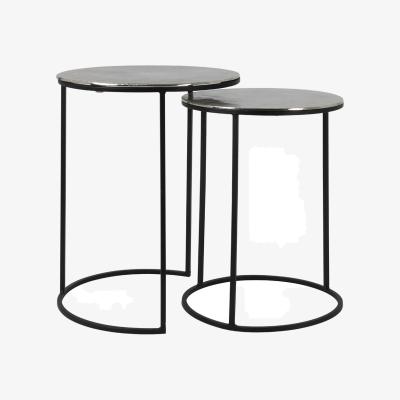Olivia's Light & Living Set of 2 Thizas Side Table Nickel And Matt Black | Outlet