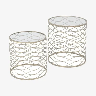 Olivia's Libra Luxurious Glamour Collection - Gatsby Set Of 2 Nesting Side Tables Gold