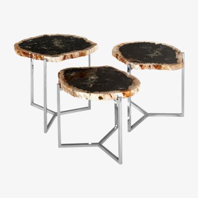 Olivia's Olivia' S Set Of 3 Dark Petrified Wood Side Tables