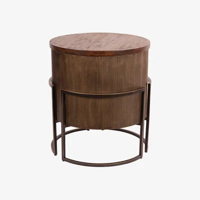 Olivia's Libra Interiors Hunter Corrugated Antique Gold End Table