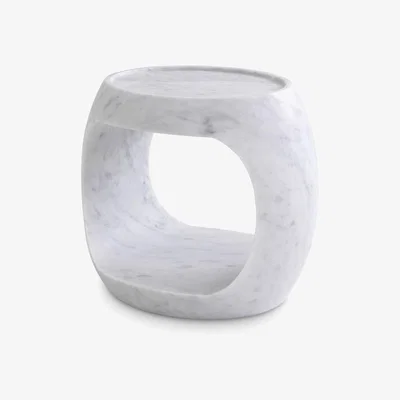Olivia's Eichholtz Clipper Low Side Table in Honed White Marble