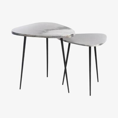 Olivia's Libra Tribeca Set Of Two Silver Aluminium Side Tables