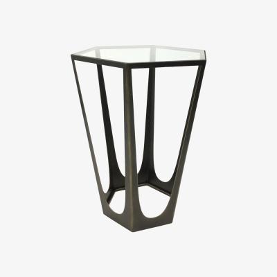 Olivia's Libra Catalan Bronze Gilded with Glass Top Side Table