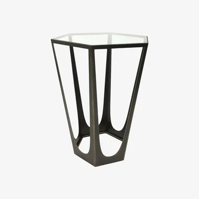 Olivia's Libra Catalan Bronze Gilded with Glass Top Side Table