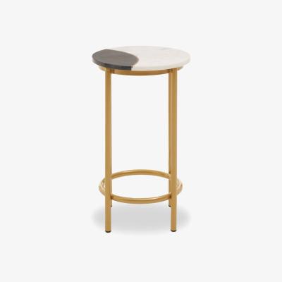 Olivia's Olivia's Viaan Side Table in 2 Tone Marble & Brass