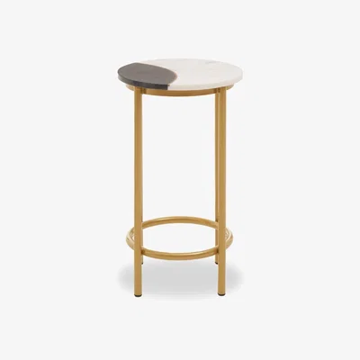 Olivia's Olivia's Viaan Side Table in 2 Tone Marble & Brass
