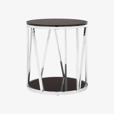 Olivia's Olivia's Aubrey Round Side Table in Black & Chrome