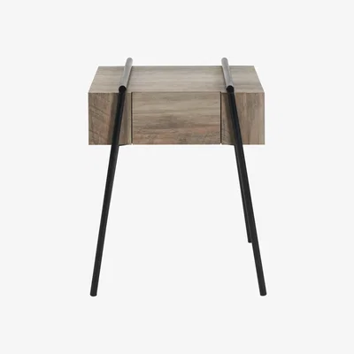 Olivia's Olivia's Maya Light Brown Wood Veneer and Black Metal 1 Drawer Side Table