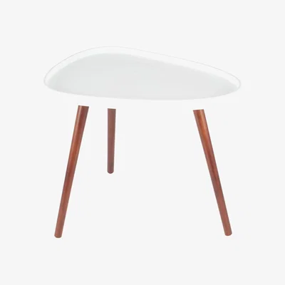Olivia's Olivia's Clarence Pine Wood Teardrop Side Table in Brown & White