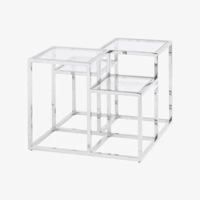 Olivia's Libra Clear Glass Steel Side Table