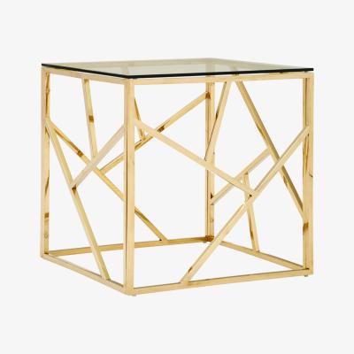 Olivia's Olivia's Alice Gold And Glass Geometric Side Table