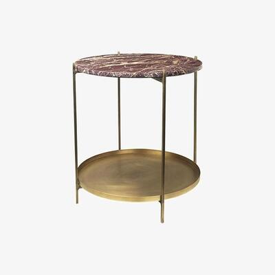 Olivia's Broste Copenhagen Tristan Brass Antique And Marble Brown Marble Side Table