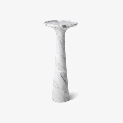 Olivia's Eichholtz Pompano High Side Table in White Carrera Marble