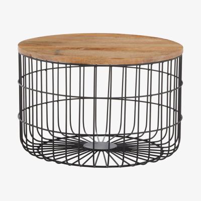 Olivia's Olivia's Soft Industrial Collection - Palin Side Table with Wooden Top & Black Base