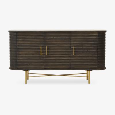 Olivia's Olivia's Sawyer 3 Drawer Side Table in Brown & Brass