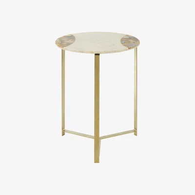 Olivia's Olivia's White Marble And Agate Round Side Table