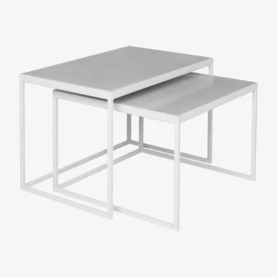 Olivia's Broste Copenhagen Set of 2 Tilde Tables in Grey White