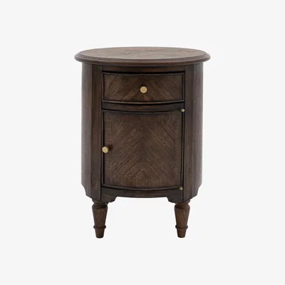Olivia's Gallery Interiors Melody Drum Side Table in Brown