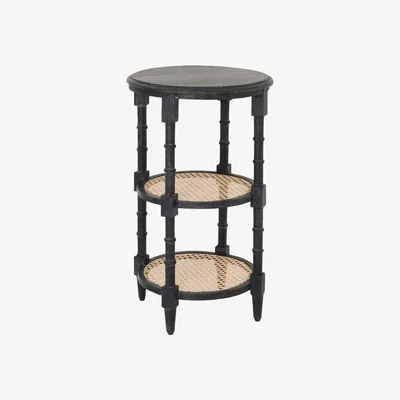 Olivia's Hill Interiors Raffles Tall Round Side Table in Black