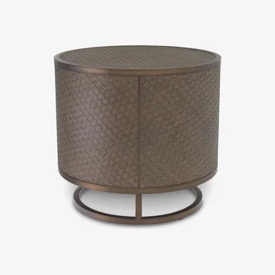 Olivia's Eichholtz Napa Valley Side Table in Woven Oak Veneer