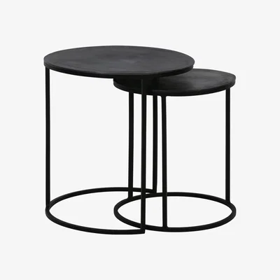 Olivia's Light & Living Talca Side Table Raw Lead Set of 2
