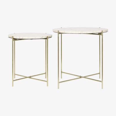 Olivia's Light & Living Besot Side Table Brown And Gold Set of 2