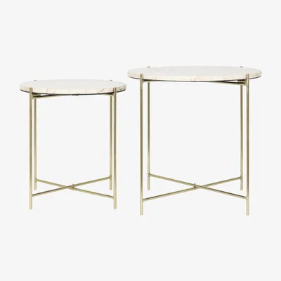 Olivia's Light & Living Besot Side Table Brown And Gold Set of 2