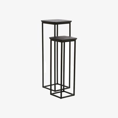 Olivia's Light & Living Set of 2 Quenza Pillars - Acacia Wood & Black