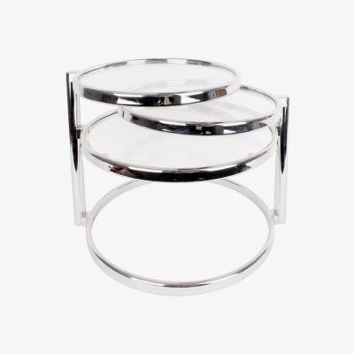 Olivia's Present Time Double Swivel Side Table in Glass with Steel Chrome