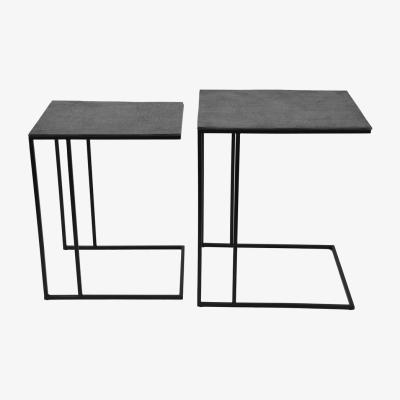 Olivia's Libra Luna Set Of 2 Graphite Textured Aluminium Side Tables