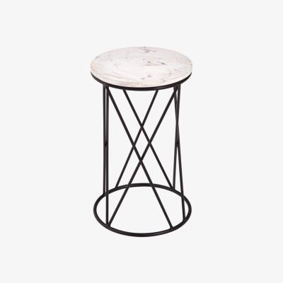 Olivia's Olivia's Stacie Side Table White Round Top Black Angled Base