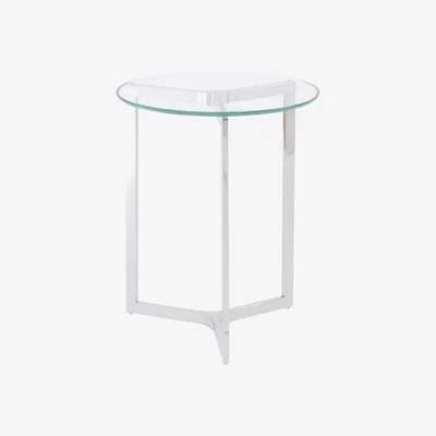 Olivia's Libra Midnight Mayfair Collection - Linton Stainless Steel And Glass End Table