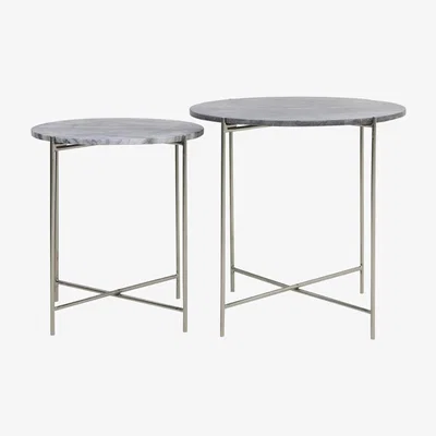 Olivia's Light & Living Delon Side Table Grey And Nickel Set of 2