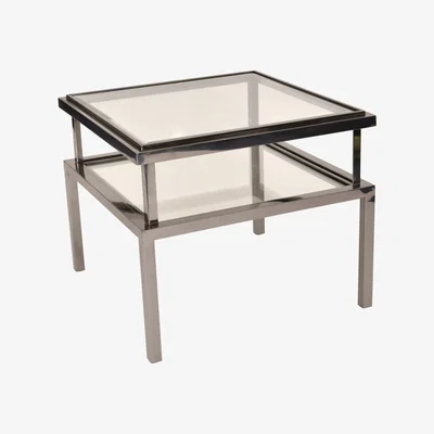 Olivia's Libra Belgravia Stainless Steel and Glass Side Table