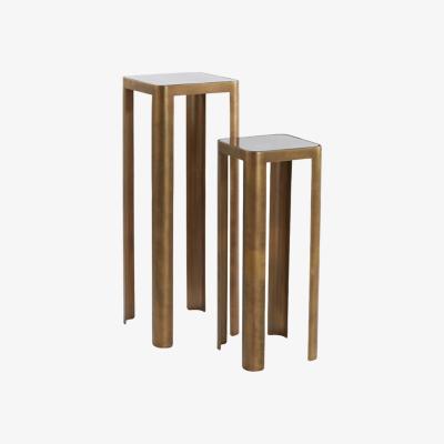 Olivia's Light & Living Set of 2 Oxe Pillars - Antique Bronze & Smoked Glass