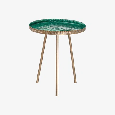 Olivia's Hill Interiors Aztec Collection Brass Embossed Ceramic Dipped Side Table