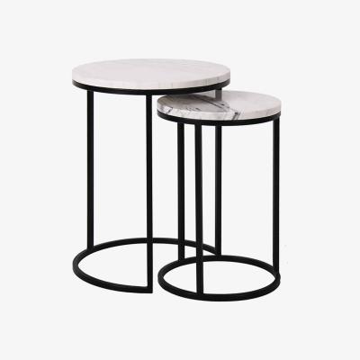 Olivia's Richmond Set of 2 Lexington White Round With Black Legs Side Table