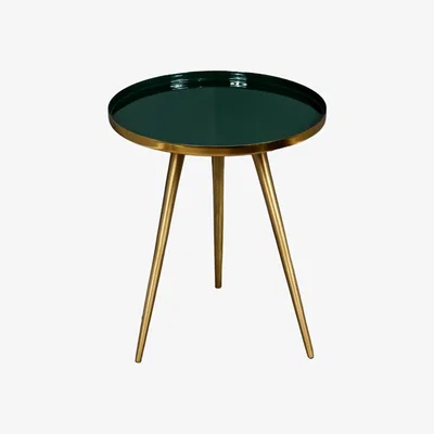Olivia's Native Home Side Table Enamel Tray Green / Green Enamel / Gold finish