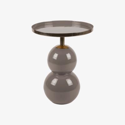 Olivia's Leitmotiv Pair of 2 Iron Enamel Nora Side Tables in Warm Grey