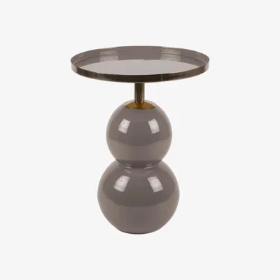 Olivia's Leitmotiv Pair of 2 Iron Enamel Nora Side Tables in Warm Grey