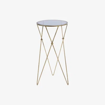 Olivia's Libra Sassari Antique Gold And Smoke Glass Side Table