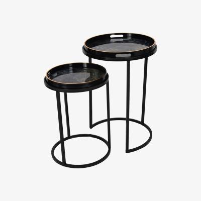 Olivia's Libra Urban Botanic Collection - Vesuvius Black And Gold Set Of 2 Tables