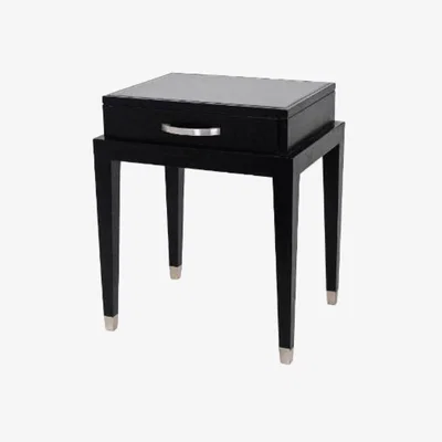 Olivia's RV Astley Black Glass Top Side Table Black